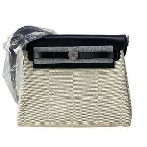 Hermès Yale Bag Zip Mini Shoulder Bag Cream Black Toile Military Vache Hunter